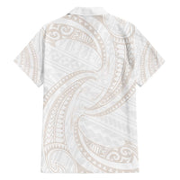 White Sunday Lotu Tamaiti Family Matching Puletasi and Hawaiian Shirt Polynesian Wave Pastel Nude - Polynesian Pride