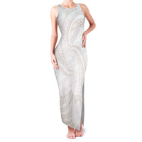 White Sunday Lotu Tamaiti Family Matching Tank Maxi Dress and Hawaiian Shirt Polynesian Wave Pastel Nude - Polynesian Pride