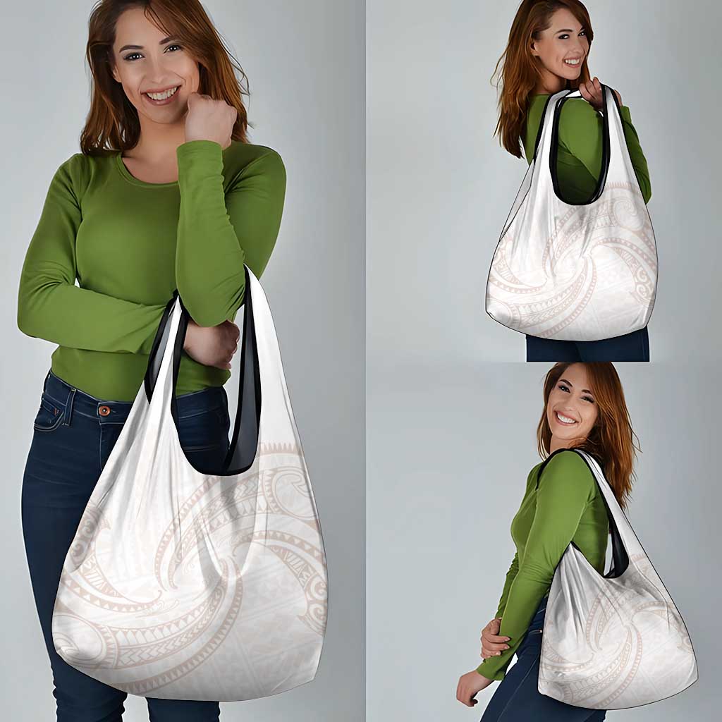 White Sunday Lotu Tamaiti Grocery Bag Polynesian Wave Pastel Nude LT9 - Polynesian Pride