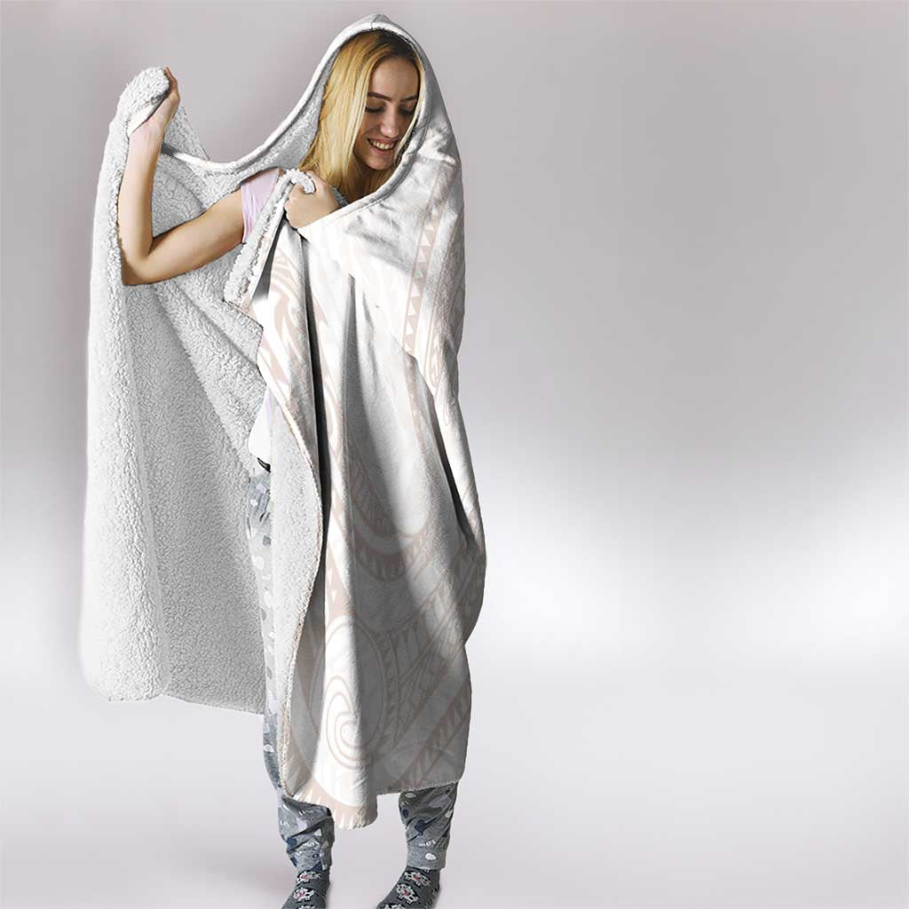 White Sunday Lotu Tamaiti Hooded Blanket Polynesian Wave Pastel Nude - Polynesian Pride