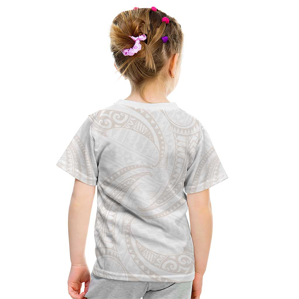 White Sunday Lotu Tamaiti Kid T Shirt Polynesian Wave Pastel Nude - Polynesian Pride