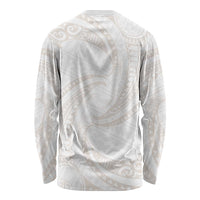 White Sunday Lotu Tamaiti Long Sleeve Shirt Polynesian Wave Pastel Nude LT9 - Polynesian Pride