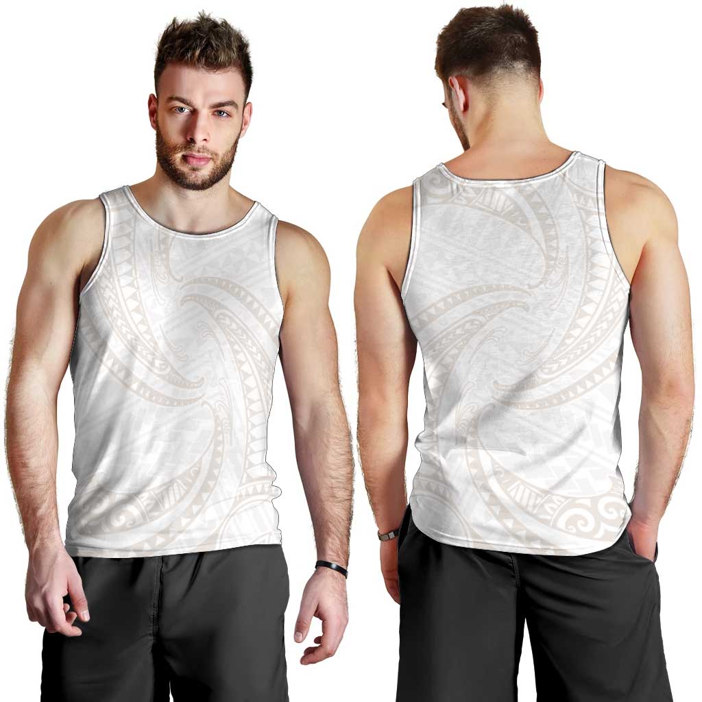 White Sunday Lotu Tamaiti Men Tank Top Polynesian Wave Pastel Nude - Polynesian Pride
