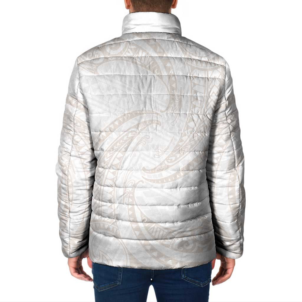 White Sunday Lotu Tamaiti Padded Jacket Polynesian Wave Pastel Nude LT9 - Polynesian Pride