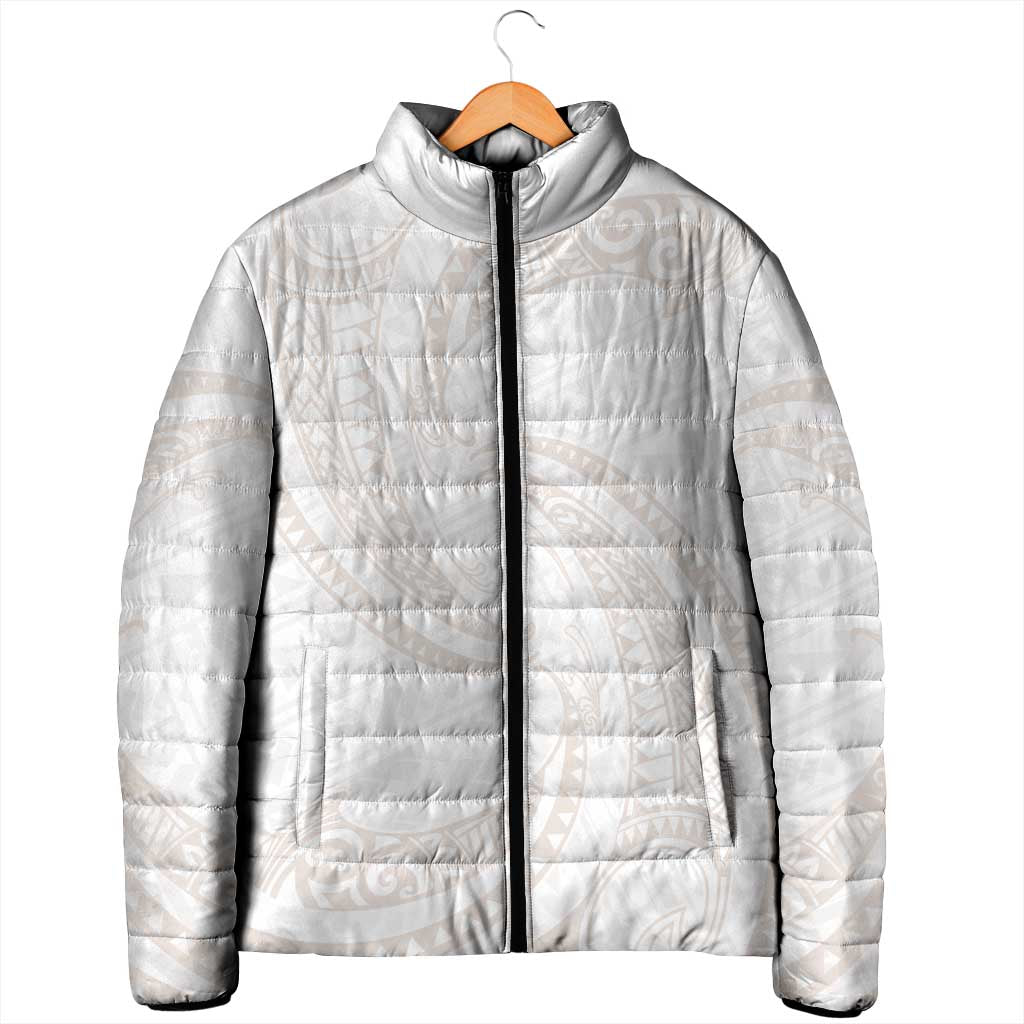 White Sunday Lotu Tamaiti Padded Jacket Polynesian Wave Pastel Nude LT9 - Polynesian Pride