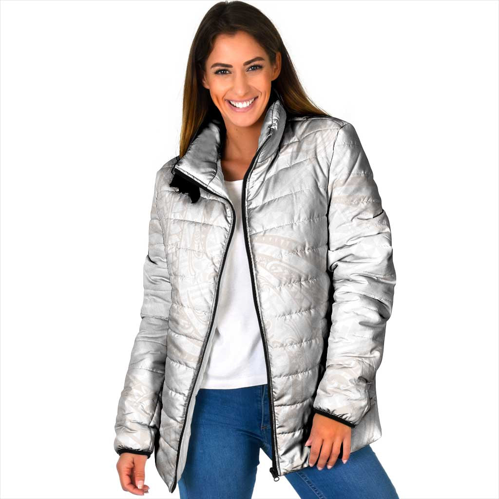 White Sunday Lotu Tamaiti Padded Jacket Polynesian Wave Pastel Nude LT9 Women Nude - Polynesian Pride