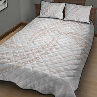White Sunday Lotu Tamaiti Quilt Bed Set Polynesian Wave Pastel Nude - Polynesian Pride