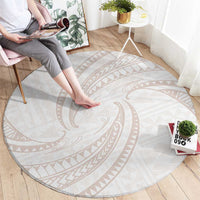 White Sunday Lotu Tamaiti Round Carpet Polynesian Wave Pastel Nude - Polynesian Pride
