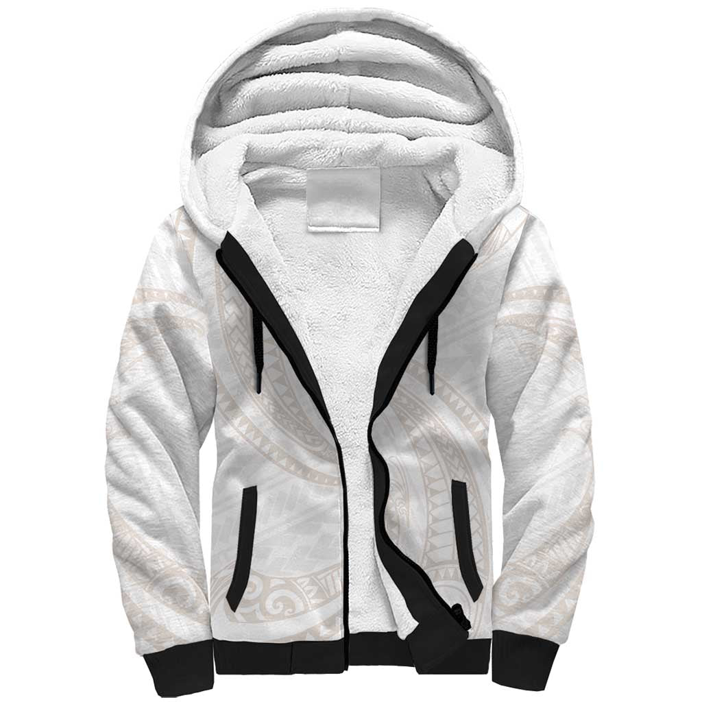 White Sunday Lotu Tamaiti Sherpa Hoodie Polynesian Wave Pastel Nude LT9 Unisex Nude - Polynesian Pride