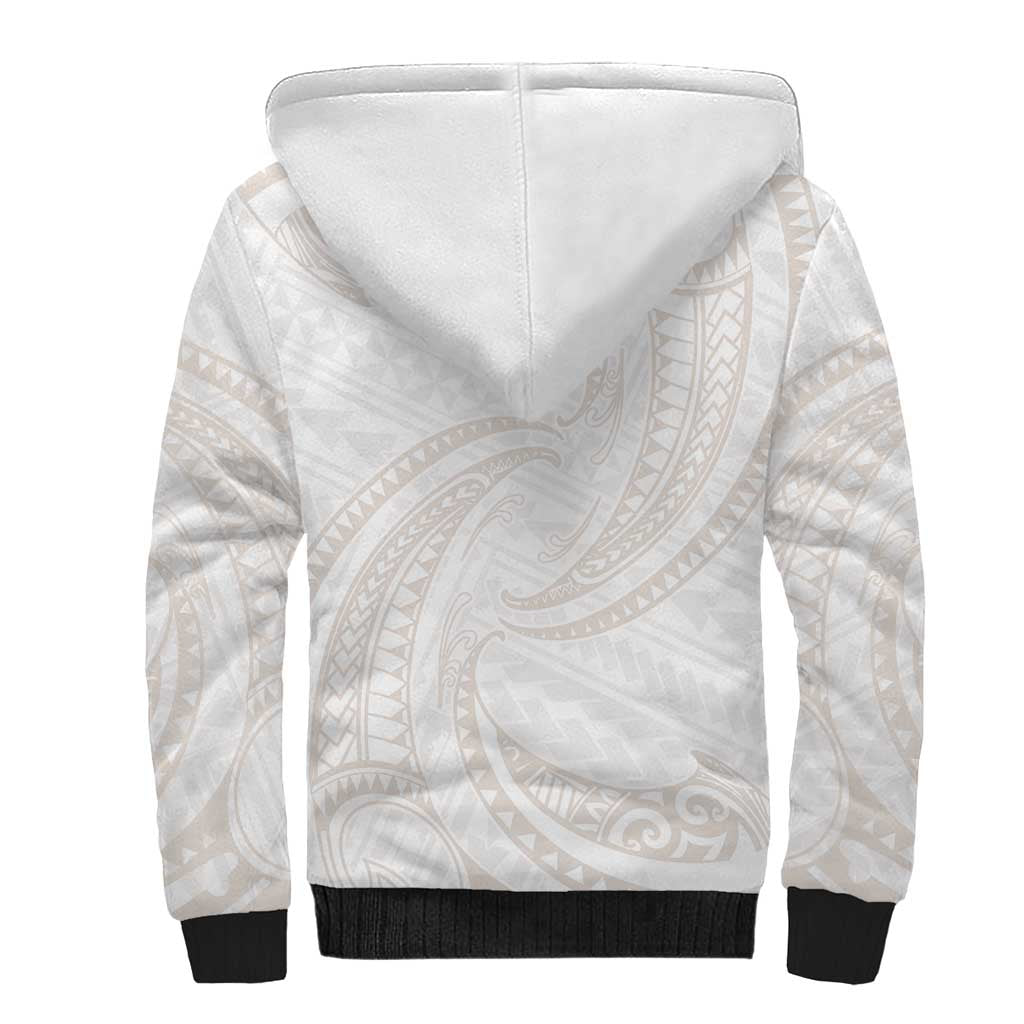 White Sunday Lotu Tamaiti Sherpa Hoodie Polynesian Wave Pastel Nude LT9 - Polynesian Pride