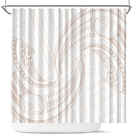 White Sunday Lotu Tamaiti Shower Curtain Polynesian Wave Pastel Nude - Polynesian Pride