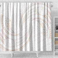 White Sunday Lotu Tamaiti Shower Curtain Polynesian Wave Pastel Nude - Polynesian Pride