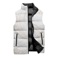 White Sunday Lotu Tamaiti Sleeveless Puffer Jacket Polynesian Wave Pastel Nude LT9 - Polynesian Pride