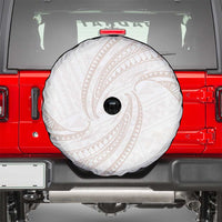 White Sunday Lotu Tamaiti Spare Tire Cover Polynesian Wave Pastel Nude - Polynesian Pride