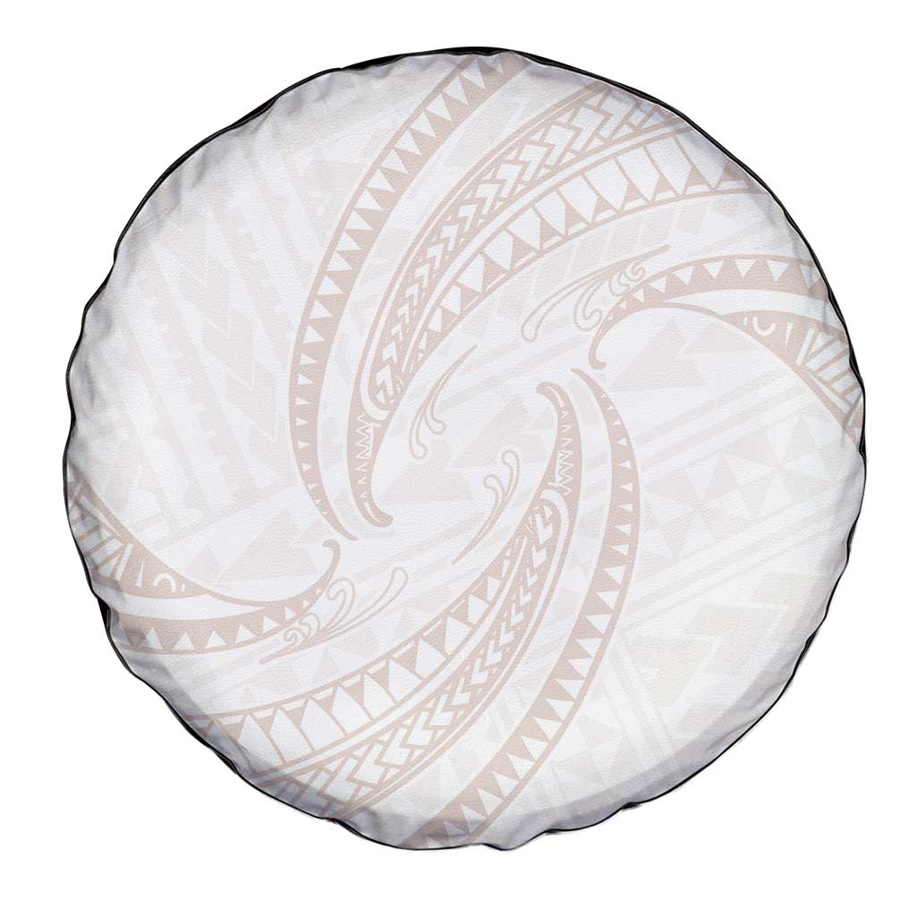 White Sunday Lotu Tamaiti Spare Tire Cover Polynesian Wave Pastel Nude - Polynesian Pride