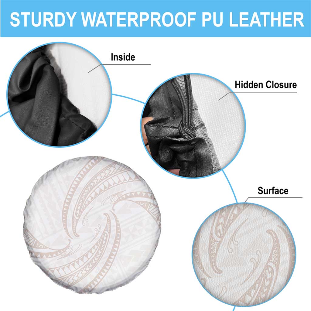 White Sunday Lotu Tamaiti Spare Tire Cover Polynesian Wave Pastel Nude - Polynesian Pride