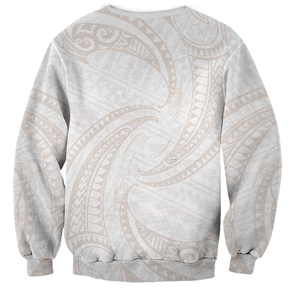 White Sunday Lotu Tamaiti Sweatshirt Polynesian Wave Pastel Nude LT9 - Polynesian Pride