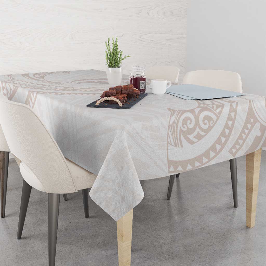White Sunday Lotu Tamaiti Tablecloth Polynesian Wave Pastel Nude LT9 - Polynesian Pride