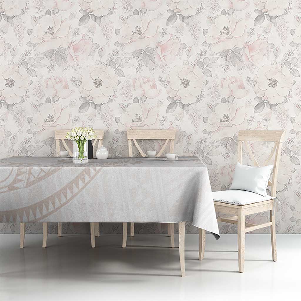 White Sunday Lotu Tamaiti Tablecloth Polynesian Wave Pastel Nude LT9 - Polynesian Pride