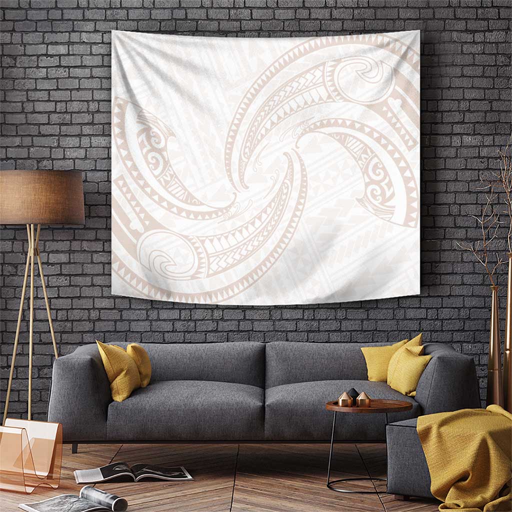 White Sunday Lotu Tamaiti Tapestry Polynesian Wave Pastel Nude - Polynesian Pride