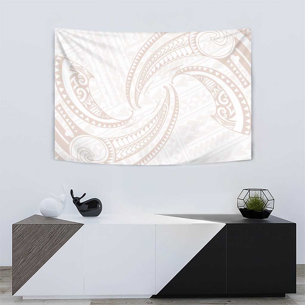 White Sunday Lotu Tamaiti Tapestry Polynesian Wave Pastel Nude - Polynesian Pride