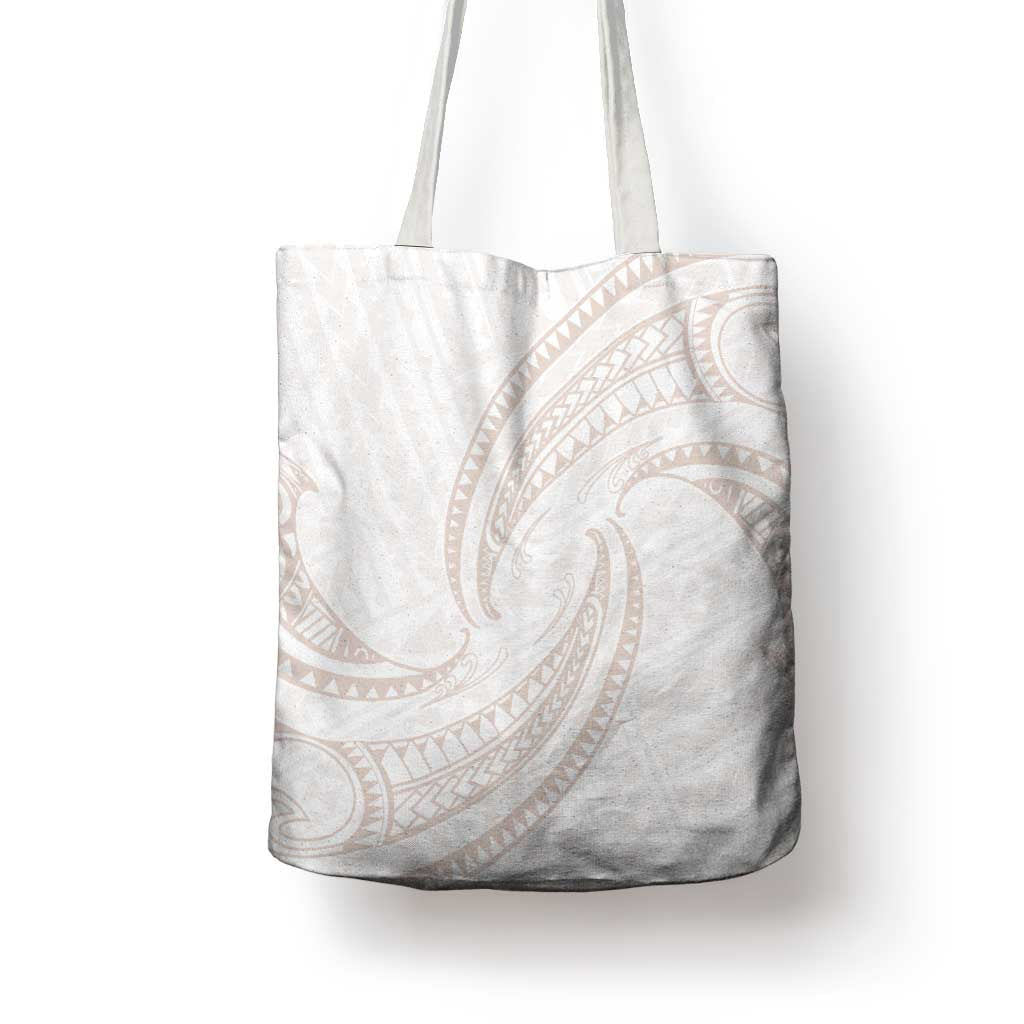 White Sunday Lotu Tamaiti Tote Bag Polynesian Wave Pastel Nude - Polynesian Pride