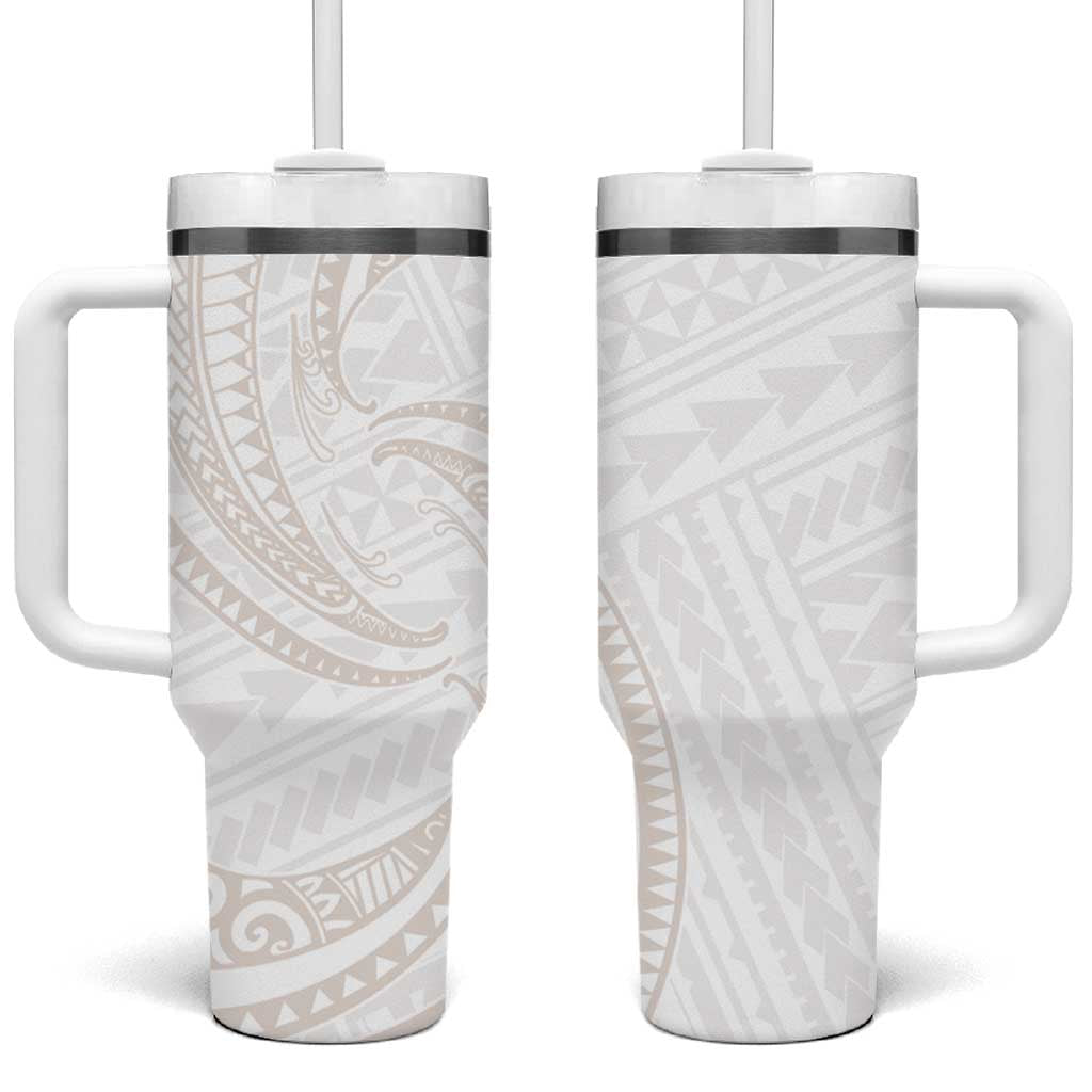White Sunday Lotu Tamaiti Tumbler With Handle Polynesian Wave Pastel Nude - Polynesian Pride
