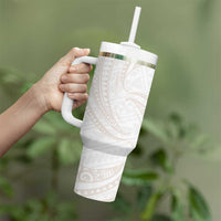 White Sunday Lotu Tamaiti Tumbler With Handle Polynesian Wave Pastel Nude - Polynesian Pride