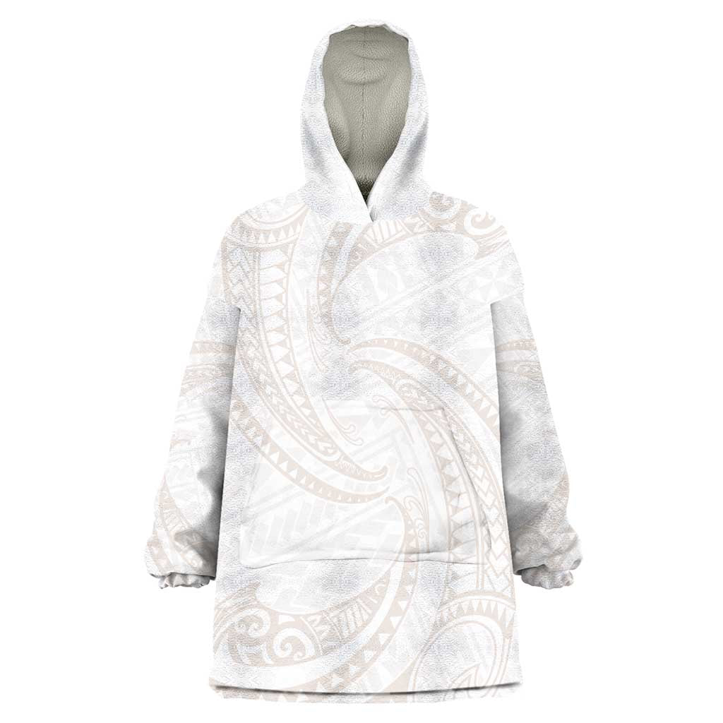 White Sunday Lotu Tamaiti Wearable Blanket Hoodie Polynesian Wave Pastel Nude LT9 One Size Nude - Polynesian Pride