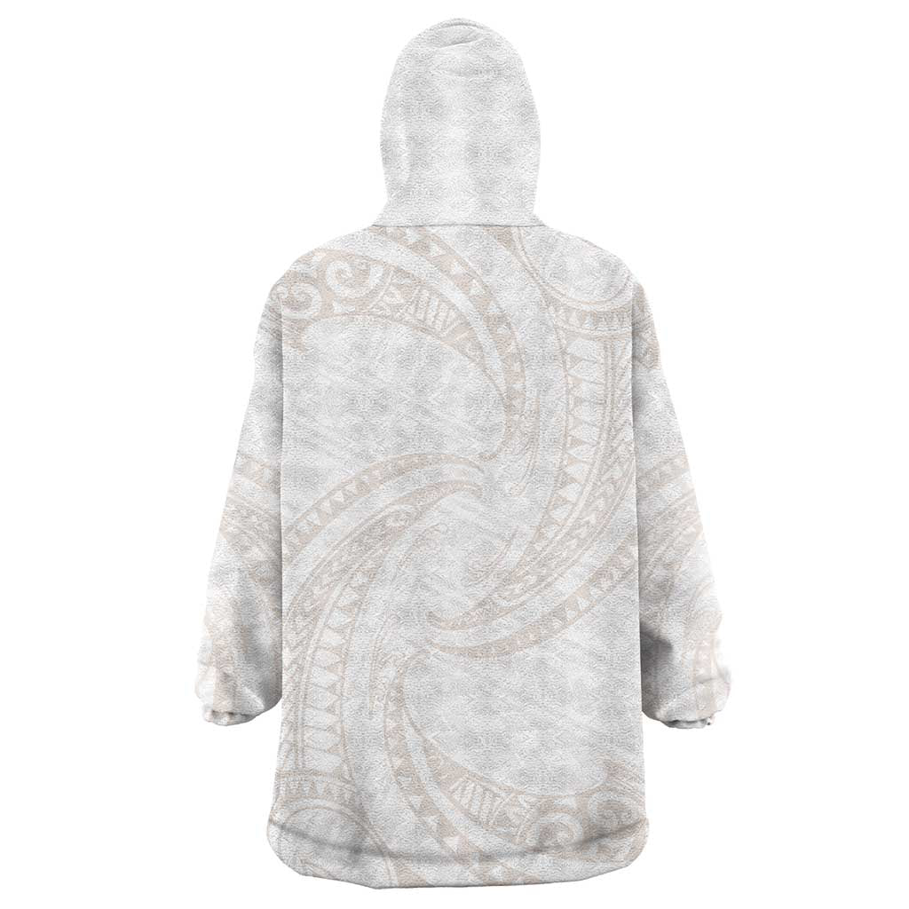 White Sunday Lotu Tamaiti Wearable Blanket Hoodie Polynesian Wave Pastel Nude LT9 - Polynesian Pride