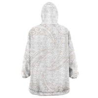 White Sunday Lotu Tamaiti Wearable Blanket Hoodie Polynesian Wave Pastel Nude LT9 - Polynesian Pride