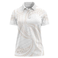 White Sunday Lotu Tamaiti Women Polo Shirt Polynesian Wave Pastel Nude - Polynesian Pride