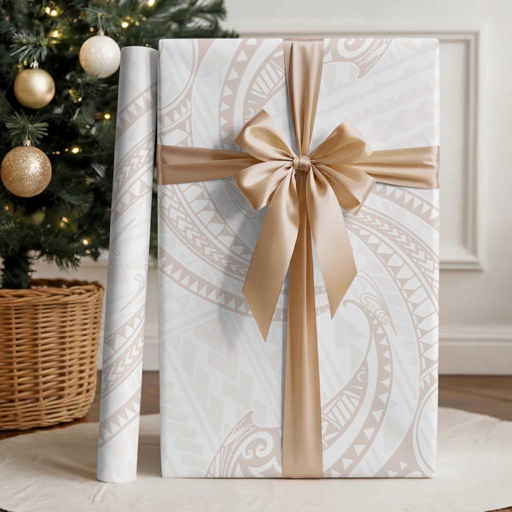 White Sunday Lotu Tamaiti Wrapping Paper Polynesian Wave Pastel Nude LT9 - Polynesian Pride