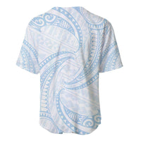 White Sunday Lotu Tamaiti Baseball Jersey Polynesian Wave Pastel Sky Blue - Polynesian Pride