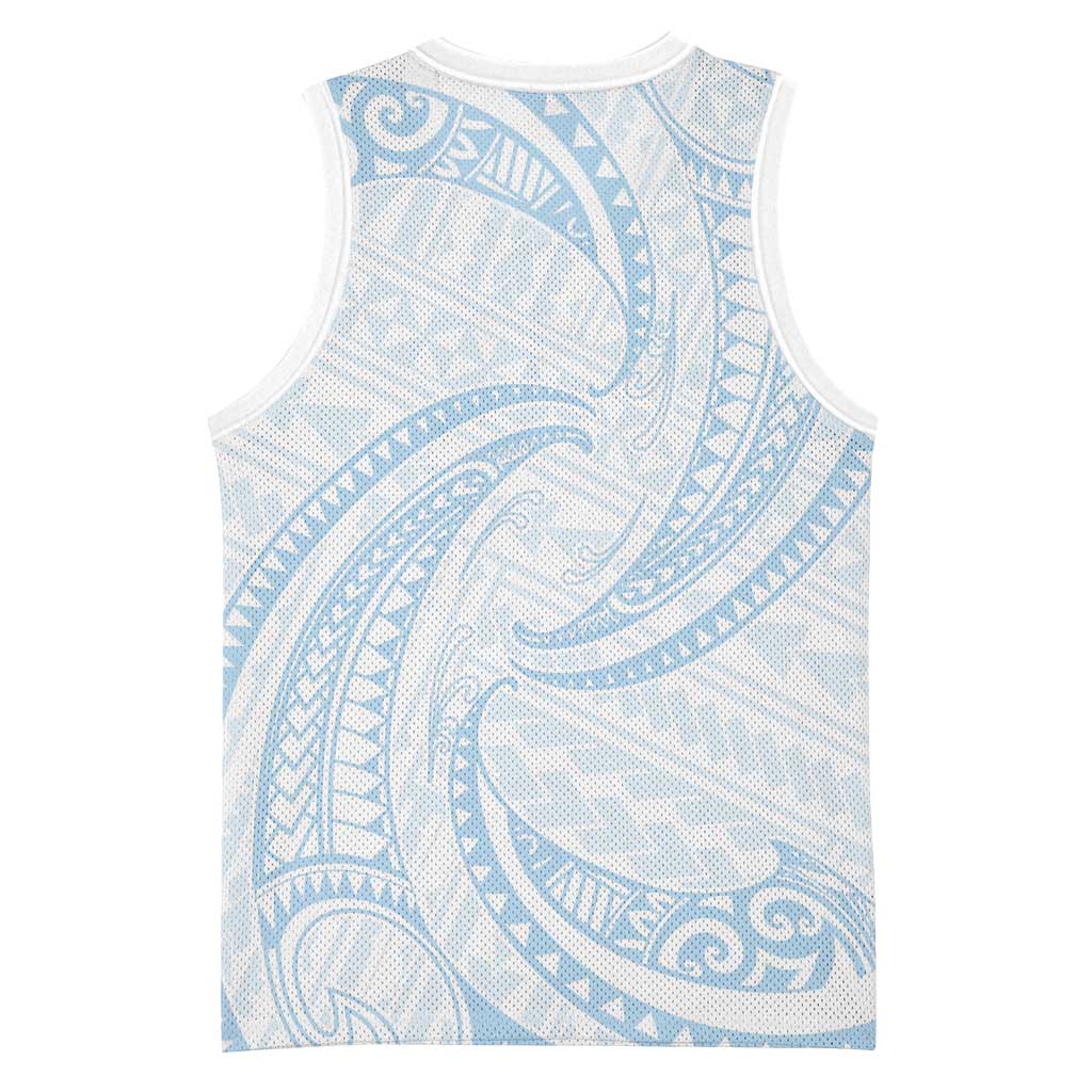White Sunday Lotu Tamaiti Basketball Jersey Polynesian Wave Pastel Sky Blue LT9 - Polynesian Pride