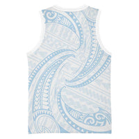White Sunday Lotu Tamaiti Basketball Jersey Polynesian Wave Pastel Sky Blue LT9 - Polynesian Pride
