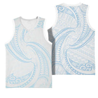White Sunday Lotu Tamaiti Basketball Jersey Polynesian Wave Pastel Sky Blue LT9 - Polynesian Pride