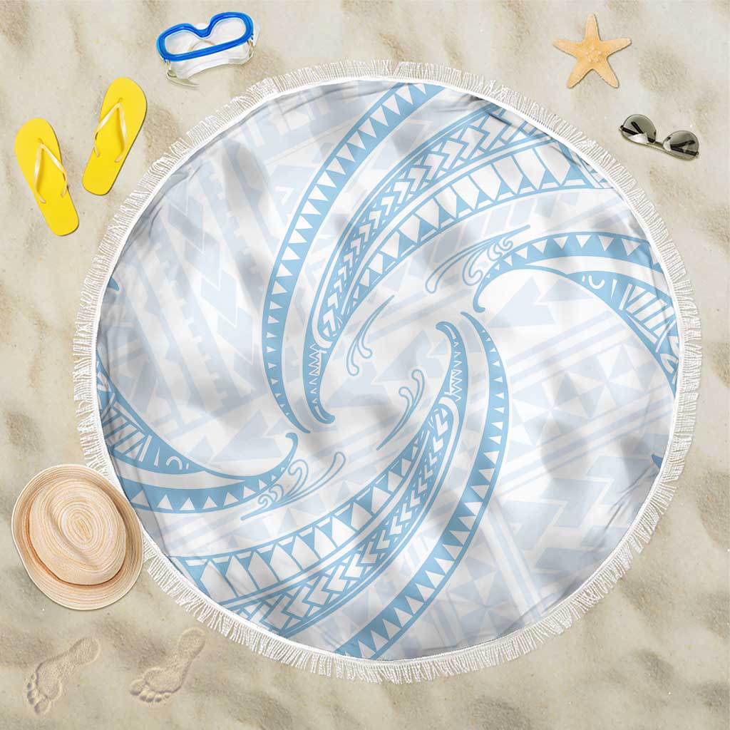 White Sunday Lotu Tamaiti Beach Blanket Polynesian Wave Pastel Sky Blue LT9 One Size 150cm Blue - Polynesian Pride