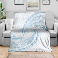 White Sunday Lotu Tamaiti Blanket Polynesian Wave Pastel Sky Blue - Polynesian Pride