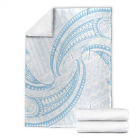White Sunday Lotu Tamaiti Blanket Polynesian Wave Pastel Sky Blue - Polynesian Pride