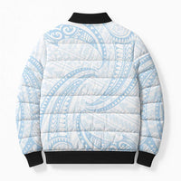 White Sunday Lotu Tamaiti Bomber Puffer Jacket Polynesian Wave Pastel Sky Blue LT9 - Polynesian Pride