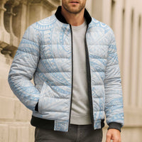 White Sunday Lotu Tamaiti Bomber Puffer Jacket Polynesian Wave Pastel Sky Blue LT9 - Polynesian Pride