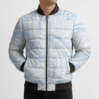 White Sunday Lotu Tamaiti Bomber Puffer Jacket Polynesian Wave Pastel Sky Blue LT9 - Polynesian Pride