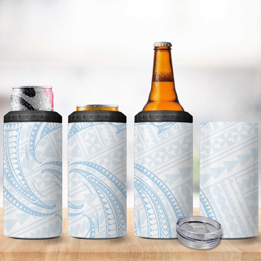 White Sunday Lotu Tamaiti 4 in 1 Can Cooler Tumbler Polynesian Wave Pastel Sky Blue LT9 - Polynesian Pride
