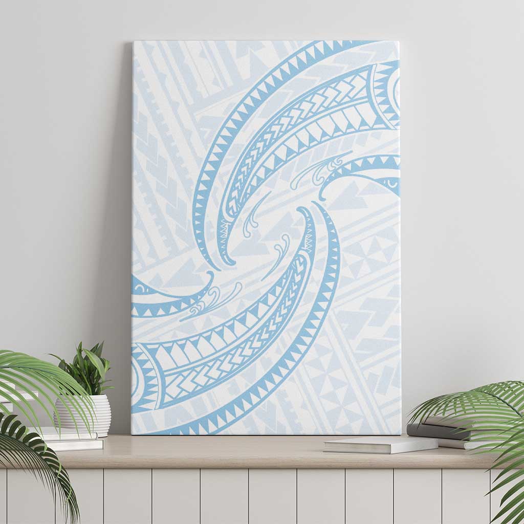White Sunday Lotu Tamaiti Canvas Wall Art Polynesian Wave Pastel Sky Blue LT9 - Polynesian Pride