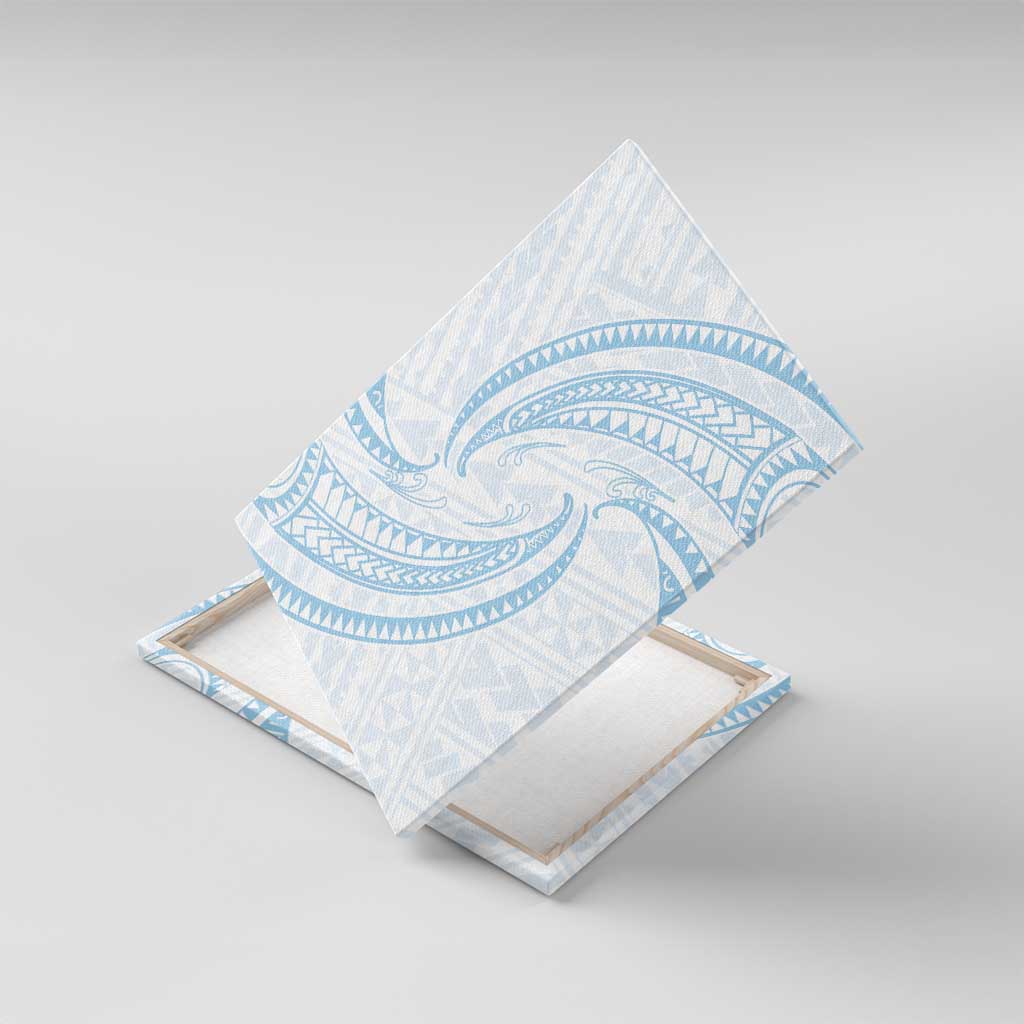 White Sunday Lotu Tamaiti Canvas Wall Art Polynesian Wave Pastel Sky Blue LT9 With Frame Blue - Polynesian Pride
