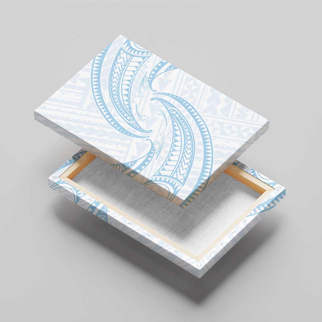 White Sunday Lotu Tamaiti Canvas Wall Art Polynesian Wave Pastel Sky Blue LT9 - Polynesian Pride