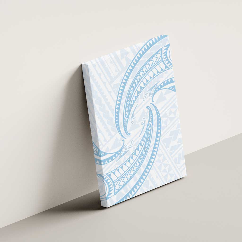 White Sunday Lotu Tamaiti Canvas Wall Art Polynesian Wave Pastel Sky Blue LT9 - Polynesian Pride