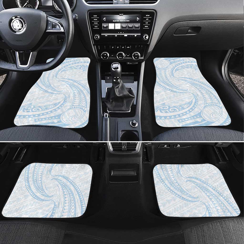 White Sunday Lotu Tamaiti Car Mats Polynesian Wave Pastel Sky Blue LT9 Set 4pcs Blue - Polynesian Pride