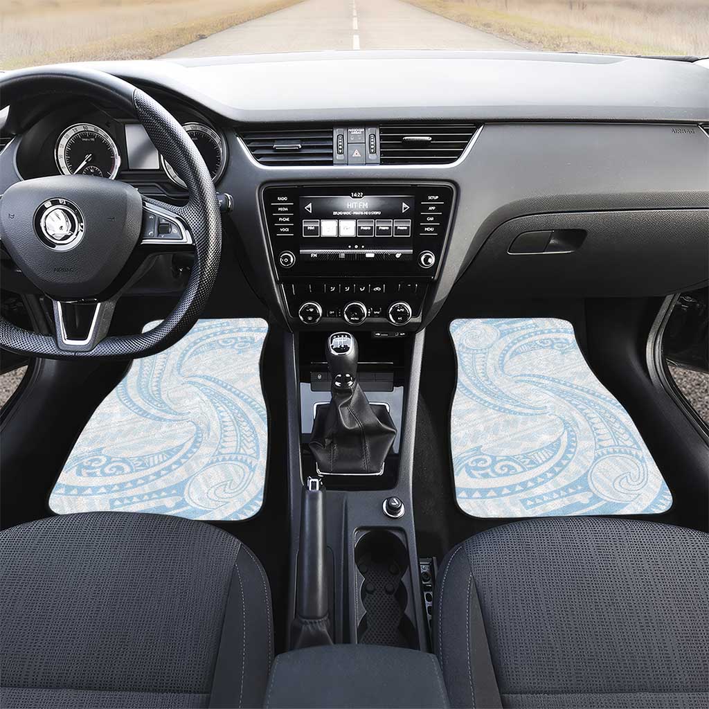 White Sunday Lotu Tamaiti Car Mats Polynesian Wave Pastel Sky Blue LT9 Set 2pcs - Front Blue - Polynesian Pride